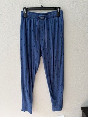 100% Cotton Polo Ralph Lauren Blue Pony Print Pajama Pants – Size Small